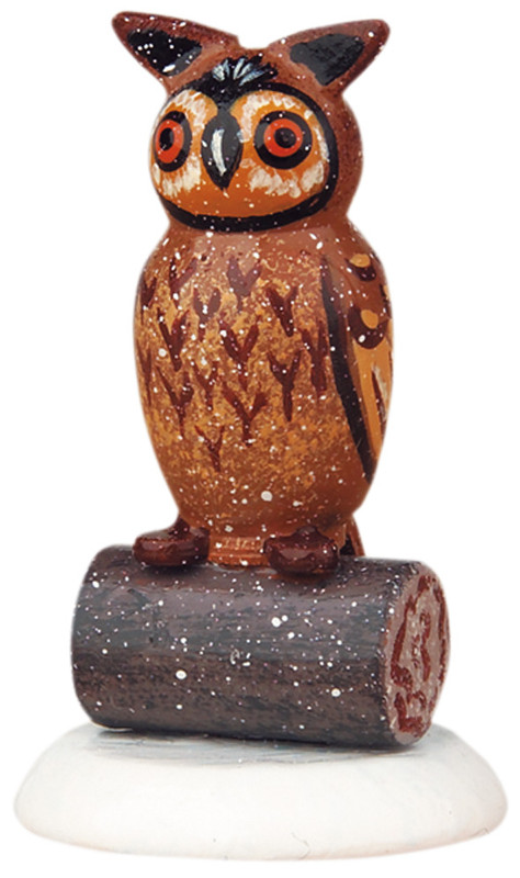 hubrig mini figure owl german wooden miniature woodland owl
