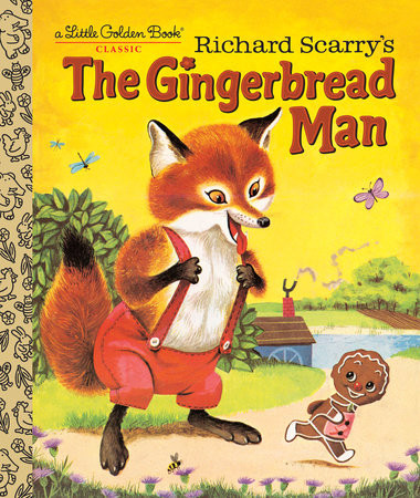 little golden book cover of the gingerbread man featuring richard scarry’s vintage 1953 artwork