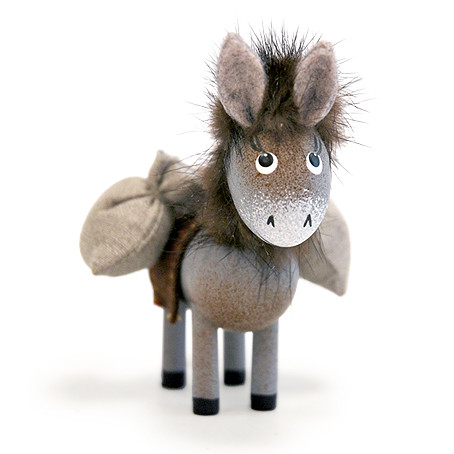 nordic dreams wooden donkey with fabric saddlebags and tufted mane