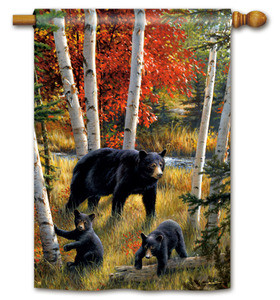 Black Bear Family Flag by BreezeArt®