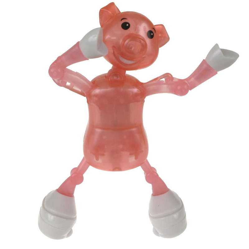 wind‑up sliding pig toy named pauly with arms outstretched