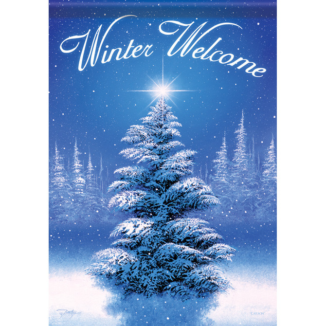 Winter Welcome Tree House Flag
