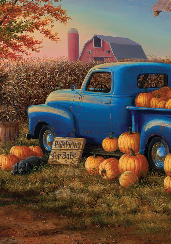 Pumpkin Truck House Flag