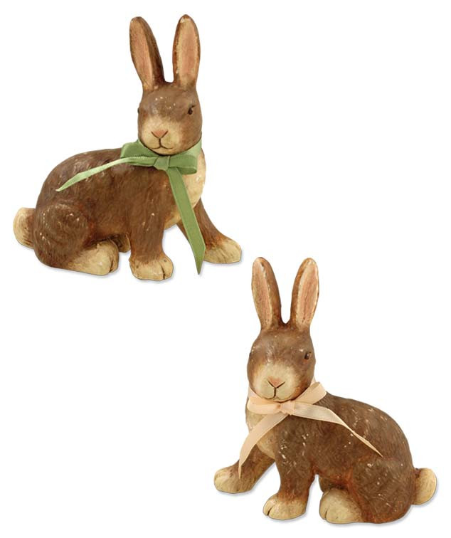 vintage style paper pulp easter figures with ribbons inspired by bethany lowe