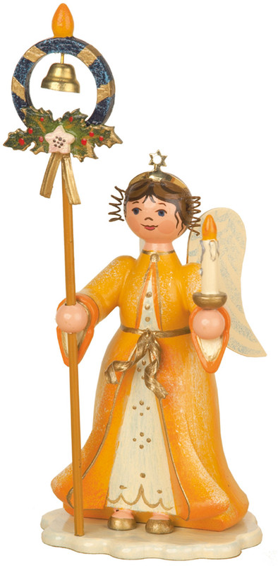 A tall, hand‑painted wooden angel from Hubrig’s Angels of Heaven collection, depicted as a serene female heavenly messenger.