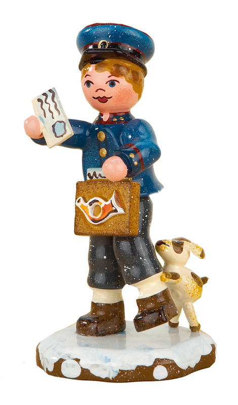 hubrig children of the winter postman with dog 110h0009 figurine