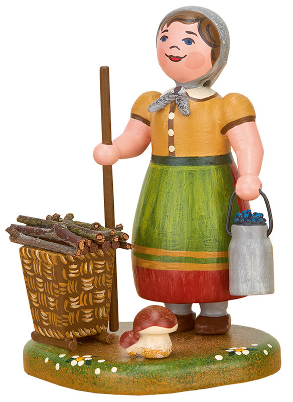 “hubrig aunt lena noodle queen wooden figure, handcrafted erzgebirge folk art miniature”