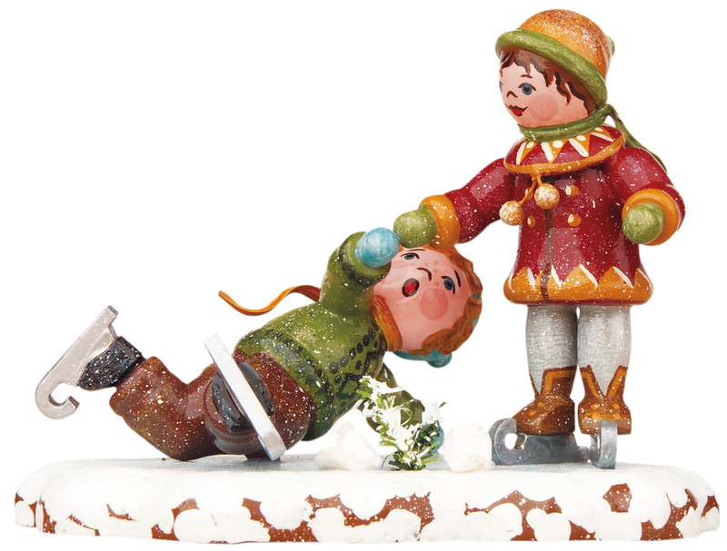 hubrig children of the winter skaters figurine one has fallen