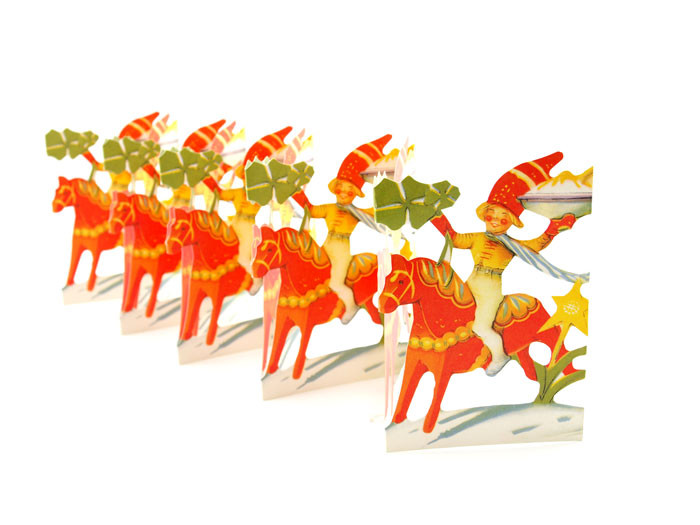 Lucky Tomte on Dala Horse Paper Fold Out 