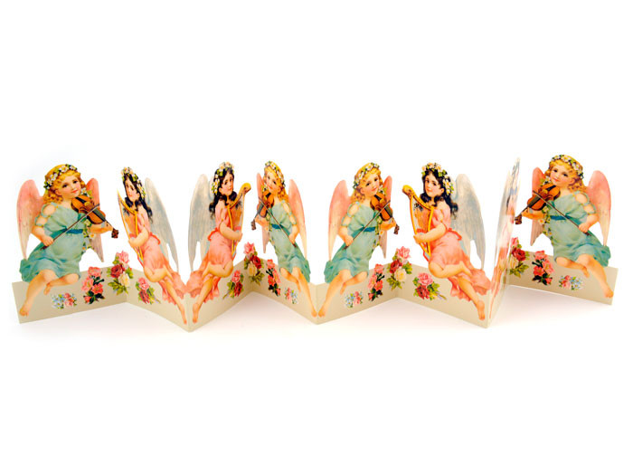 swedish story book paper heavenly music fold out scene printed on both sides in vintage scandinavian style