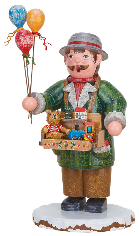 hubrig toy dealer smoker with balloons teddy locomotive winter children german erzgebirge