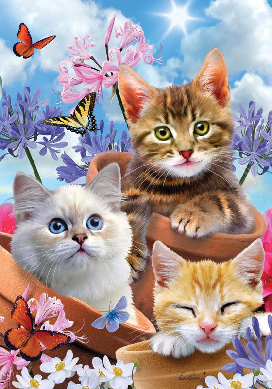kittens and flowers porch flag with playful kittens and bright blooms by howard robinson