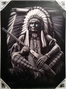 DGA Native American Gun Day of the Dead Stretched Canvas Wall Art 12x16 Inches DGA Native American Gun Day of the Dead Stretched Canvas Wall Art 12x16 Inches
