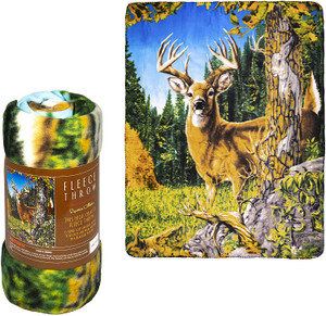 JPI Collection 9 Deer Camo Lightweight Soft Fleece Throw Blanket
