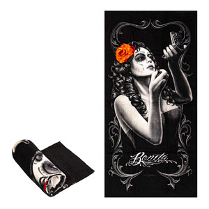 DGA Day of the Dead Rockabilly Bonita Girl Fiber Reactive Beach/Bath Towel