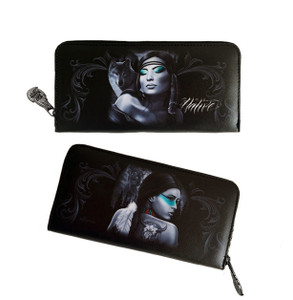DGA Day of the Dead Native Harmony Wolf Zipper Clutch Wallet DGA Day of the Dead Native Harmony Wolf Zipper Clutch Wallet