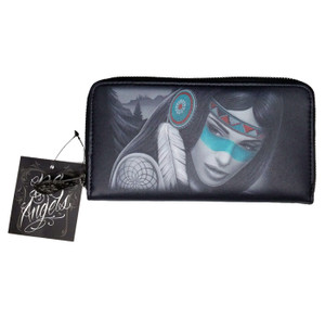 DGA Day of the Dead Native Harmony Princess Dream Catcher Zipper Clutch Wallet DGA Day of the Dead Native Harmony Princess Dream Catcher Zipper Clutch Wallet