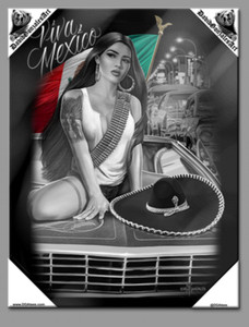 DGA Day of the Dead Ride or Die Lowrider Canvas Wall Art Viva Mexico Flag DGA Day of the Dead Ride or Die Lowrider Canvas Wall Art Viva Mexico Flag
