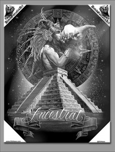 DGA Day of the Dead Aztec Shaman Calendar Pyramid Ruin Canvas Wall Art Ancestral