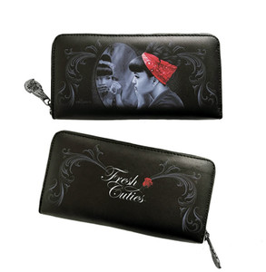 DGA Day of the Dead Rockabilly Pinup Red Rose Women's Zipper Clutch Wallet