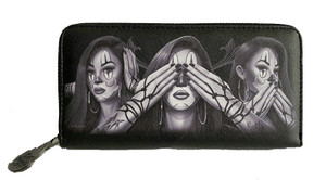 DGA Day of the Dead Lowrider Hear No Evil Women's Zipper Clutch Wallet