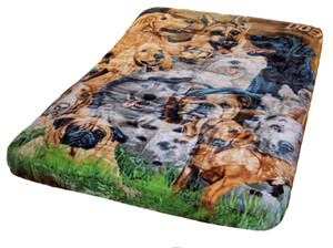 Signature Collection Dog Pile Lots of Puppies Soft Plush Blanket Queen Size