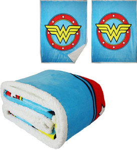 DC Comics Wonder Woman Shield Logo Thick Micro Sherpa Throw Blanket
