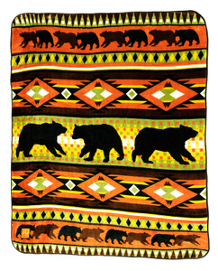Collection Black Bear Lodge High Quality Raschel Plush Queen Size Blanket