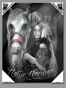 DGA Day of the Dead Native American Canvas Wall Art Native Princess w/Horse DGA Day of the Dead Native American Canvas Wall Art Native Princess w/Horse