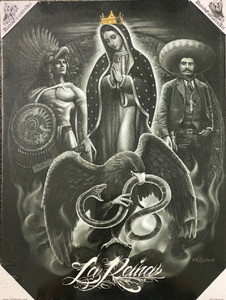 DGA Day of the Dead Religious Virgin Mary Canvas Wall Art La Reina Black-White DGA Day of the Dead Religious Virgin Mary Canvas Wall Art La Reina Black-White