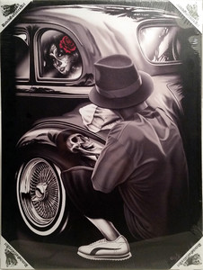 DGA Day of the Dead Ride or Die Lowrider Homies Canvas Wall Art Reflection
