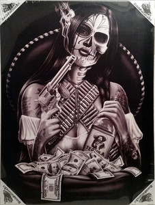 DGA Day of the Dead Dia de Los Muertos Outlaw Pistol Canvas Wall Art Bandida