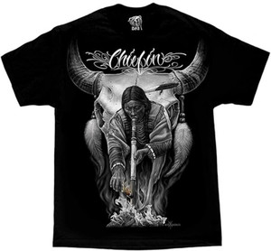 DGA Day of the Dead Chicano Art Chiefin Native Men's David Gonzales T Shirt DGA Day of the Dead Chicano Art Chiefin Native Men's David Gonzales T Shirt