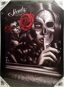 DGA Day of the Dead Dia de Los Muertos Pinup Stretched Canvas Wall Art Secrets
