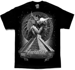 DGA Day of the Dead Chicano Art Ancestral Aztec Men's David Gonzales T Shirt DGA Day of the Dead Chicano Art Ancestral Aztec Men's David Gonzales T Shirt