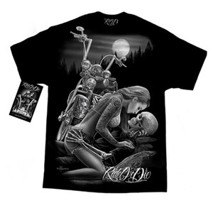 DGA Ride or Die Lovers Girl Motorcycle Day of the Dead T Shirt