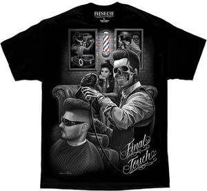DGA Day of the Dead Chicano Art Fresh Cut Final Touch Rockabilly Men's T Shirt DGA Day of the Dead Chicano Art Fresh Cut Final Touch Rockabilly Men's T Shirt