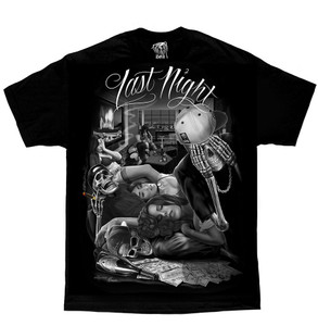 DGA Day of the Dead Chicano Art Last Night Skull Men's David Gonzales T Shirt DGA Day of the Dead Chicano Art Last Night Skull Men's David Gonzales T Shirt