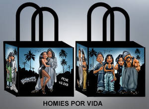 DGA Day of the Dead Art Shopping Tote Bag Reusable Lowrider Homies Por Vida DGA Day of the Dead Art Shopping Tote Bag Reusable Lowrider Homies Por Vida