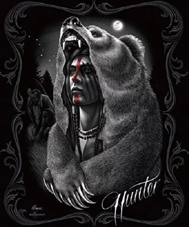 DGA Day of the Dead Native Warrior Hunter Queen Size Soft Throw Blanket