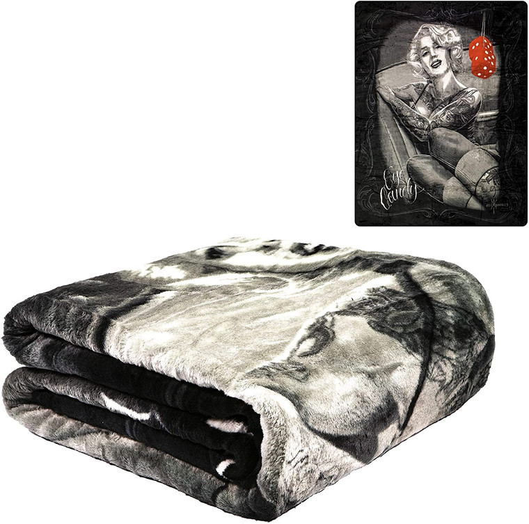 DGA Marilyn Monroe Rockabilly Pinup Eye Candy Lightweight Queen Size Blanket