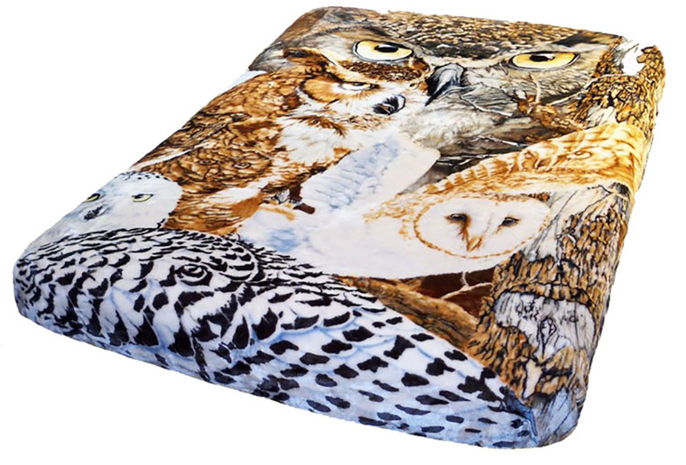 Signature Collection 11 Owls Wildlife Soft Plush Queen Size Throw Blanket