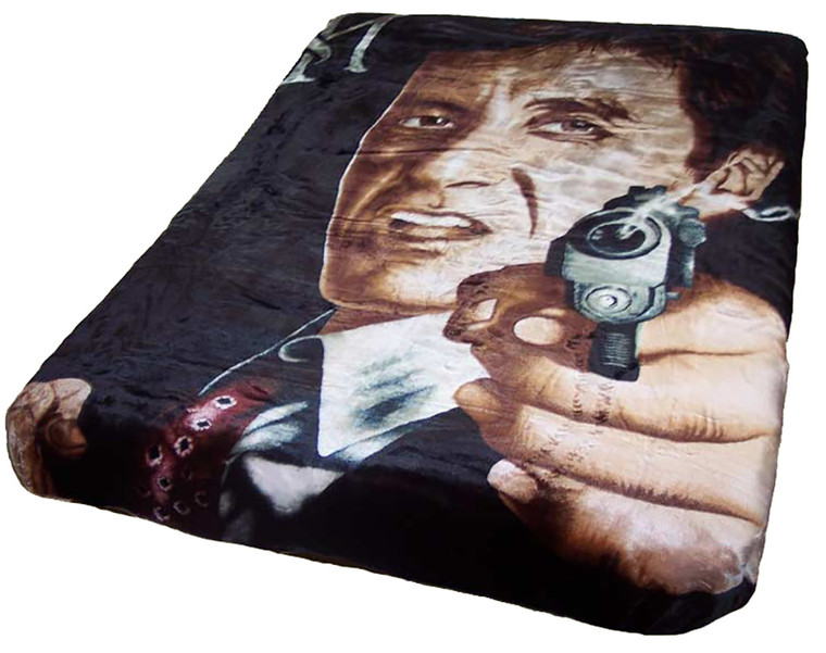 Scarface Tony Montana Respect Gun Plush Queen Throw Blanket Thick