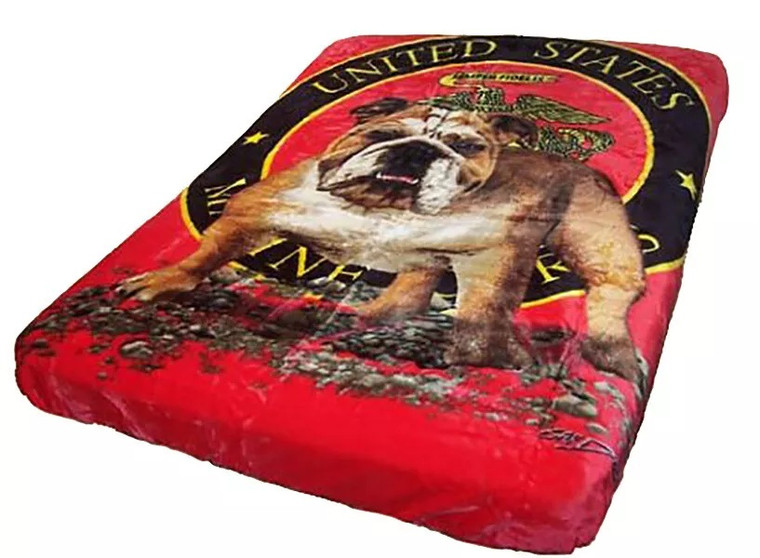 Semper Fi US Marine Bulldog Queen Size Plush Lightweight Throw Blanket