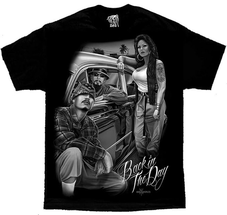 DGA Day of the Dead Chicano Art Back in the Day Men's David Gonzales T Shirt