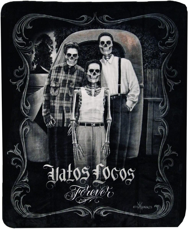 DGA Day of the Dead Homies Chicano Vatos Locos Soft Queen Size Throw Blanket