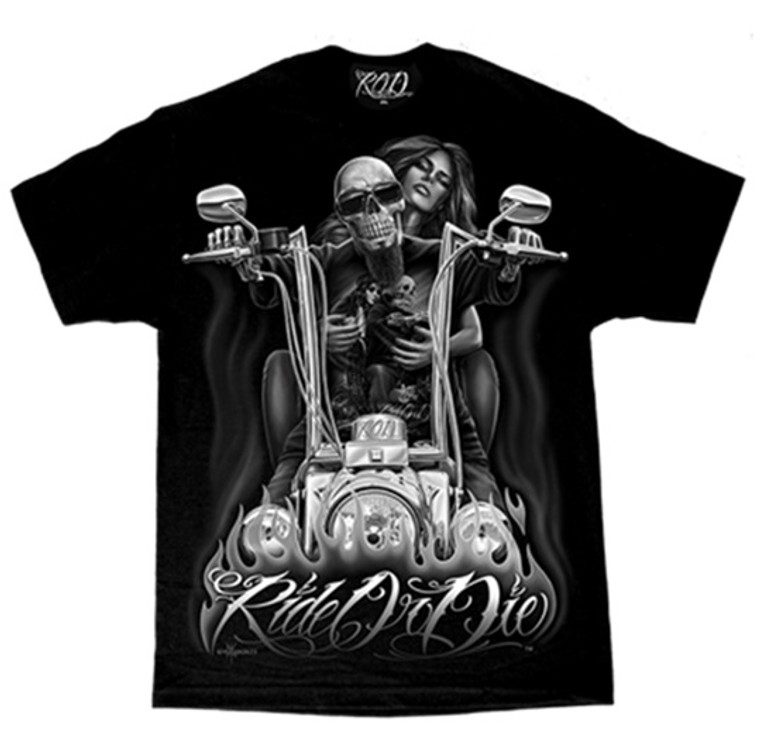 DGA Ride or Die My Old Lady Motorcycle Day of the Dead T Shirt