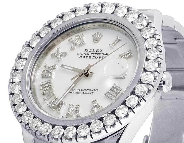 Rolex Datejust 41 Stainless Steel White Roman Dial Diamond Bezel Oyster Bracelet 126300