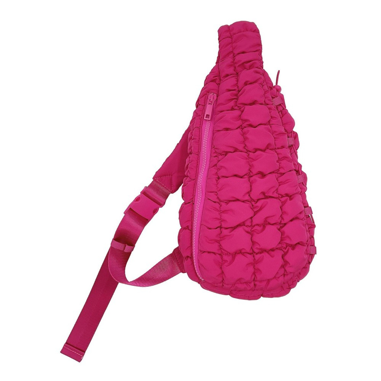 Quilted Puffer Sling Bag - Fuchsia