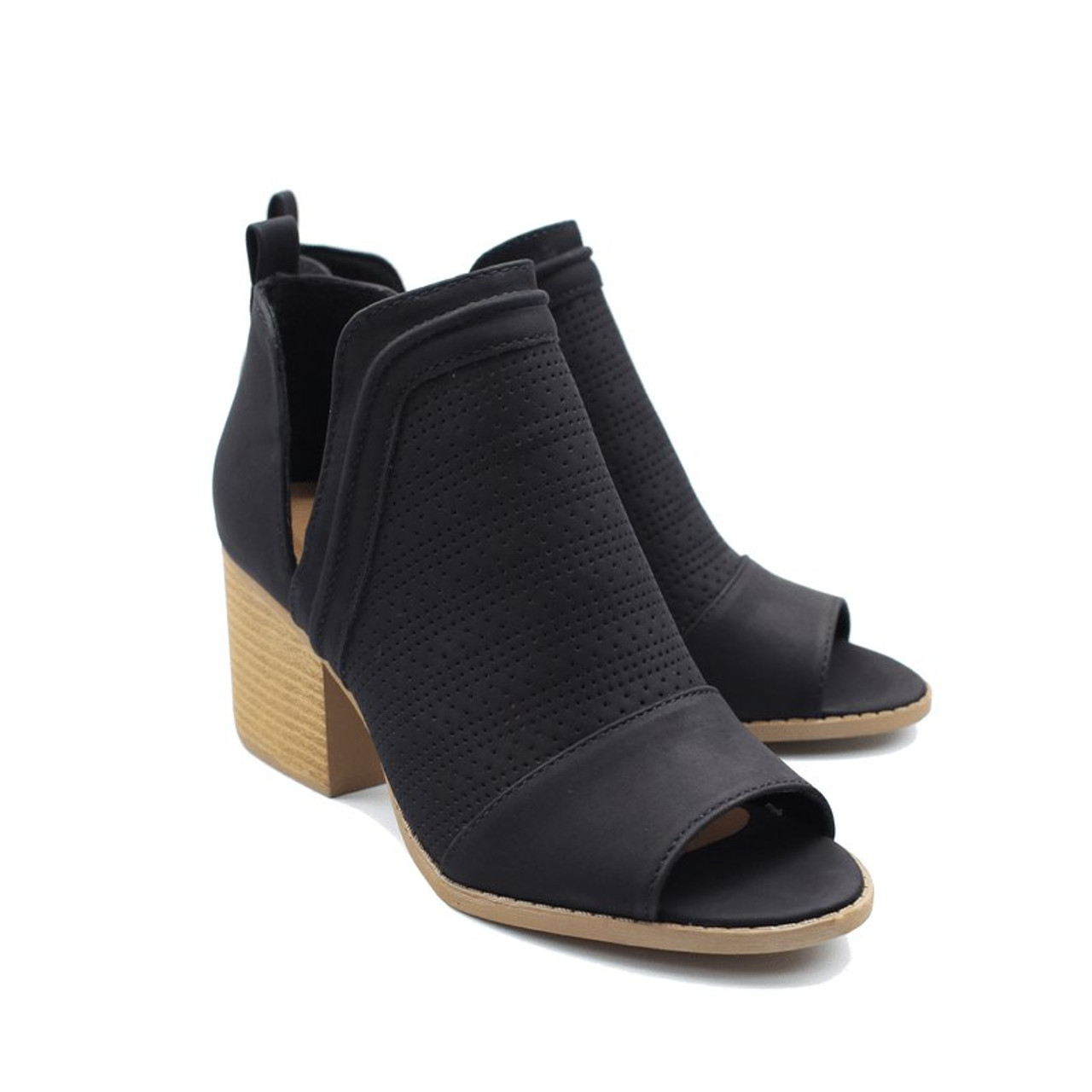 womens black open toe booties